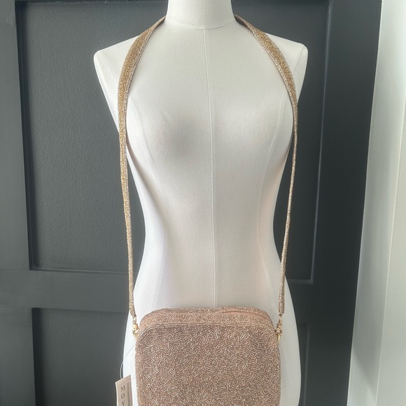 Moyna Gold and Tan Beaded Star Crossbody Bag - Picture 3 of 3